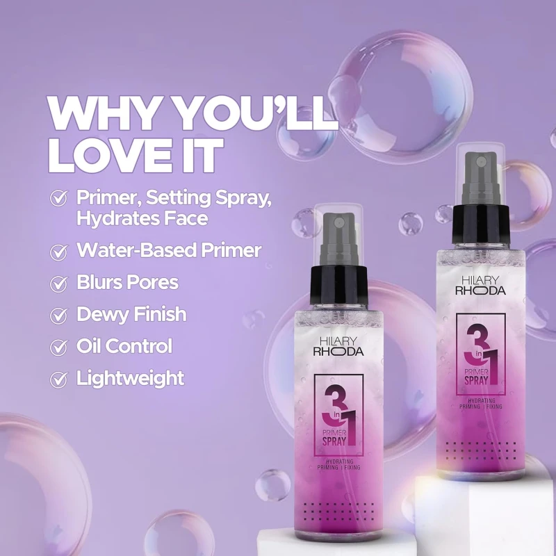 Hilary Rhoda 3-in-1 Primer Spray | Hydrating Face Mist | Makeup Primer & Setting Spray | Oil Control Formula | Pore Blurring | Dewy Long Lasting Finish | For All Skin Types - 120ml thumbnail 6